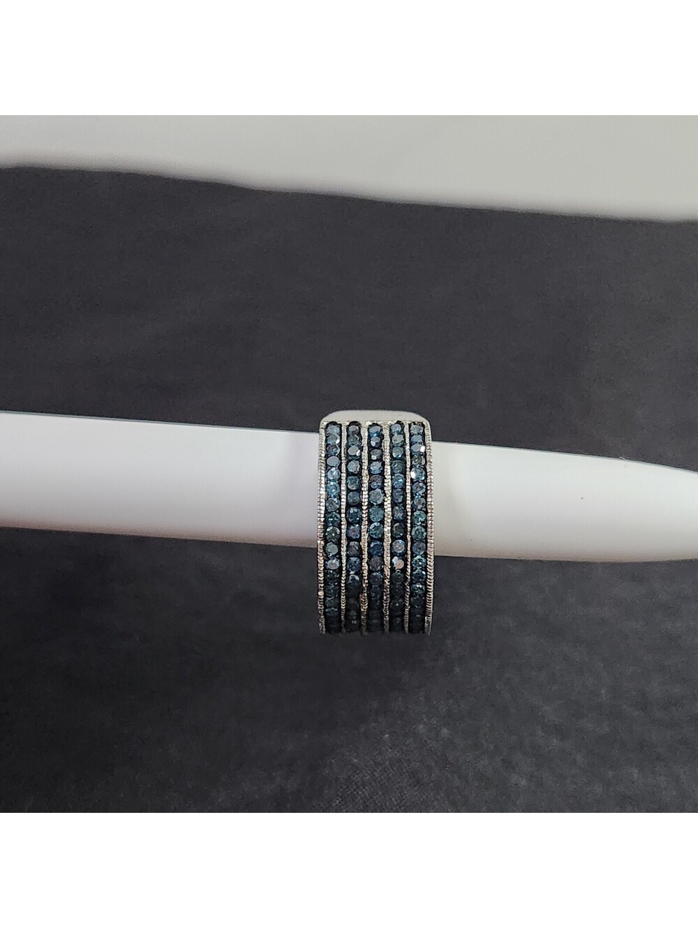 Michael Dreschler Blue Diamonds & Sterling Silver Ring -Size 7